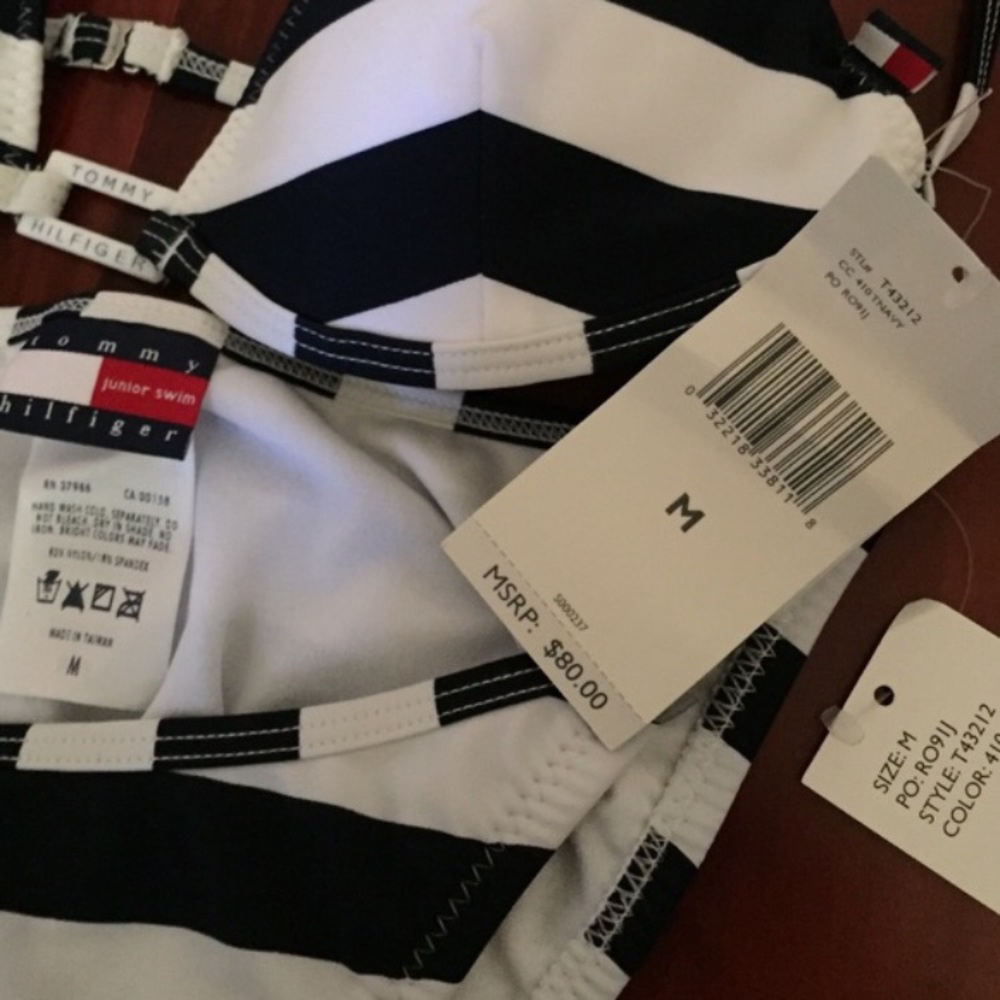 TOMMY HILFIGER navy and white stripe bikini set - Picture 2 of 4